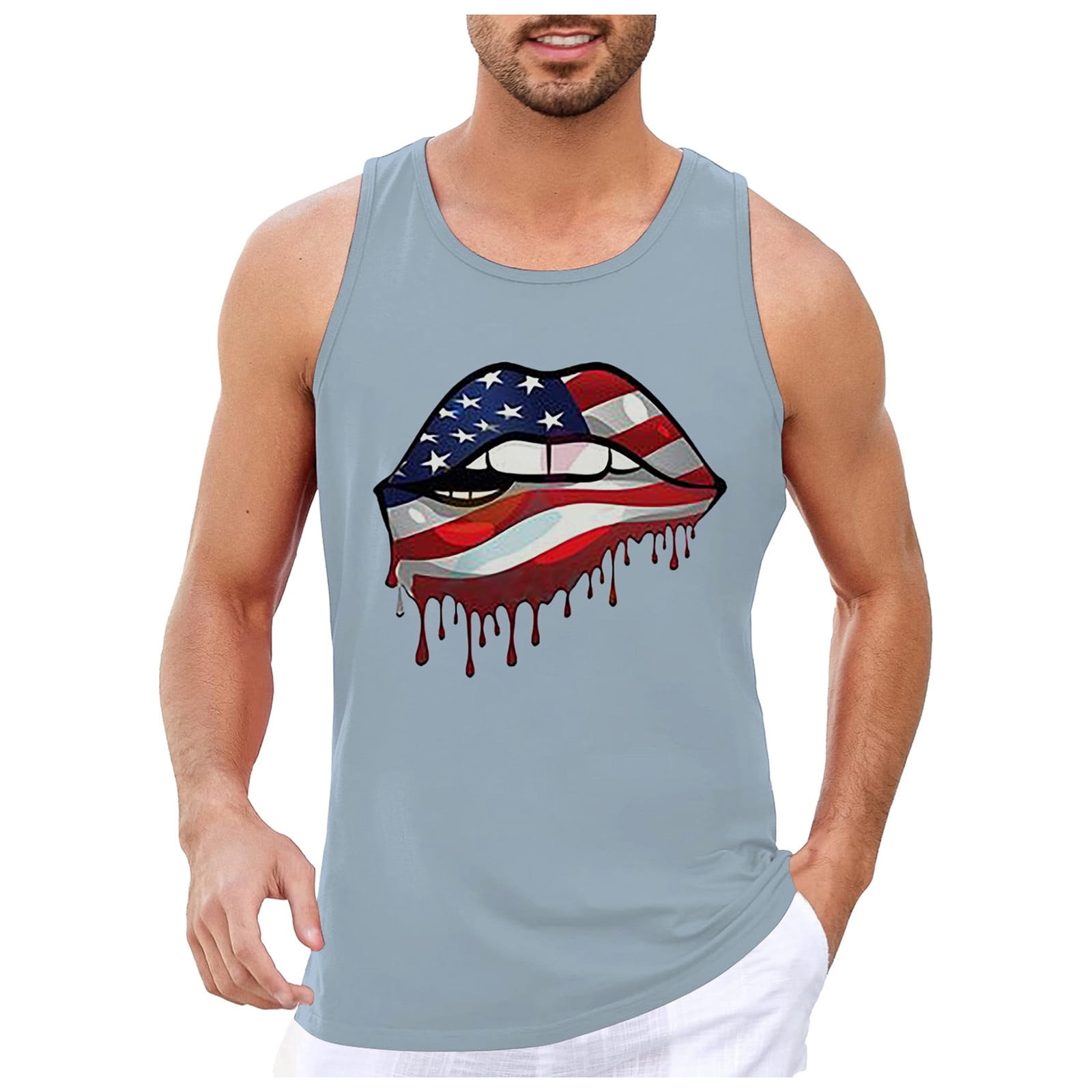 Chu Chu Memorial Day Shirts Men Flag Shirt Tank Tops Men Big And Tall