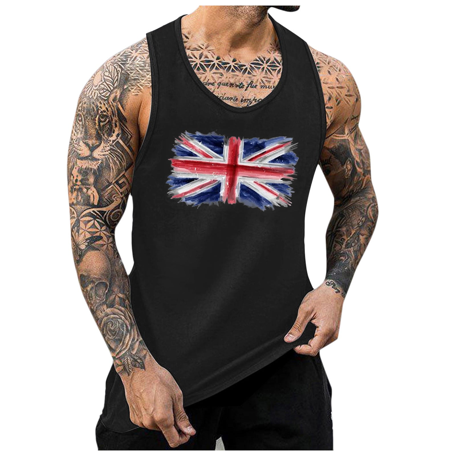 Chu Chu Men'S Tank Tops Beach Mens Tank Tops Graphic Usa Flag Tank