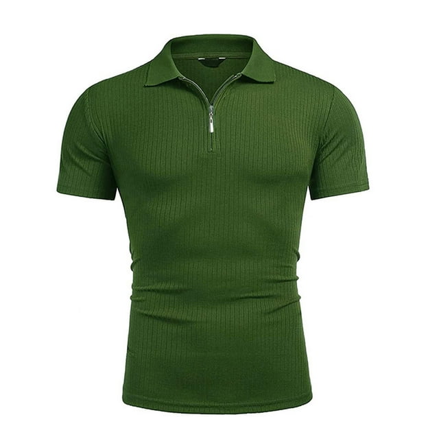 Chu Chu Men's Slim Fit Zip Up Lapel Solid Color Knit Fashion Short ...