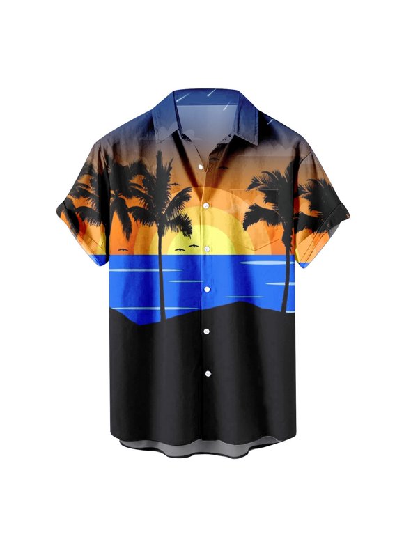 MCEDAR Men's Vintage Hawaiian Shirt - Short Sleeve Button Up, Beach Vacation & Luau Shirt (Sizes S-5XL, Big & Tall)