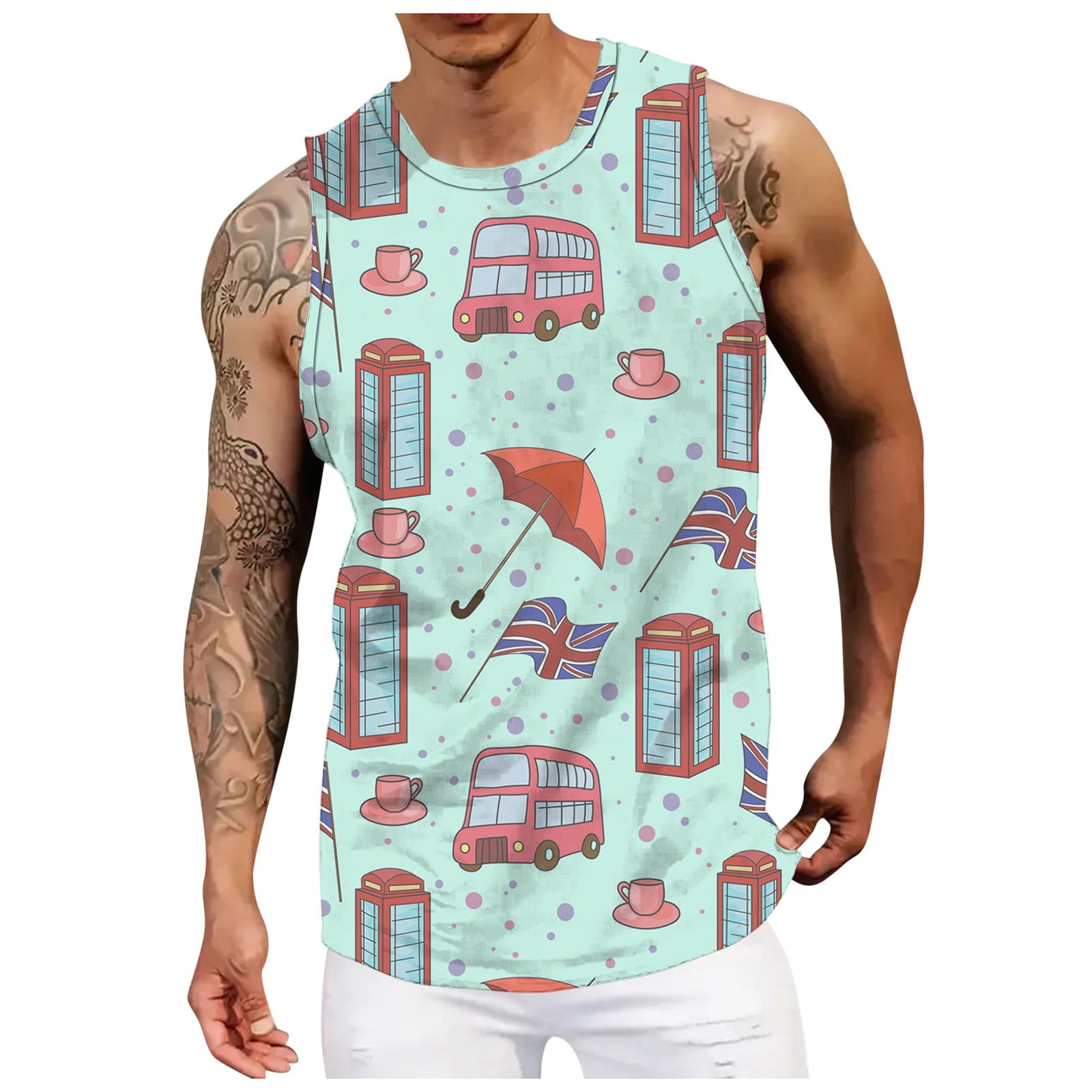 Chu Chu Muscle Shirts For Man 1776 Shirts Men Flag Sleeveless Shirt