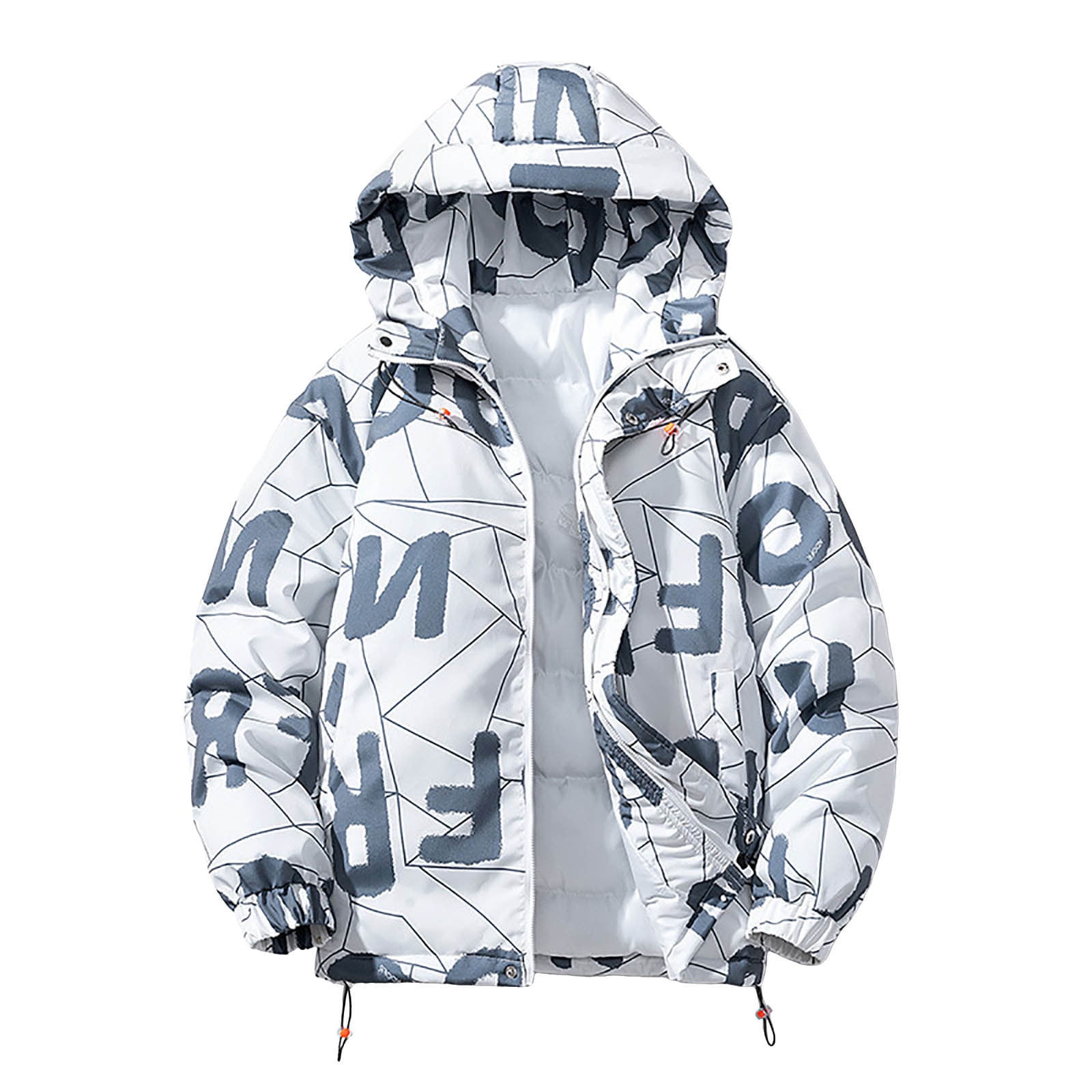 ChuChuDonRen Men's Parka Men's Fashion Casual Trend Texture Letter