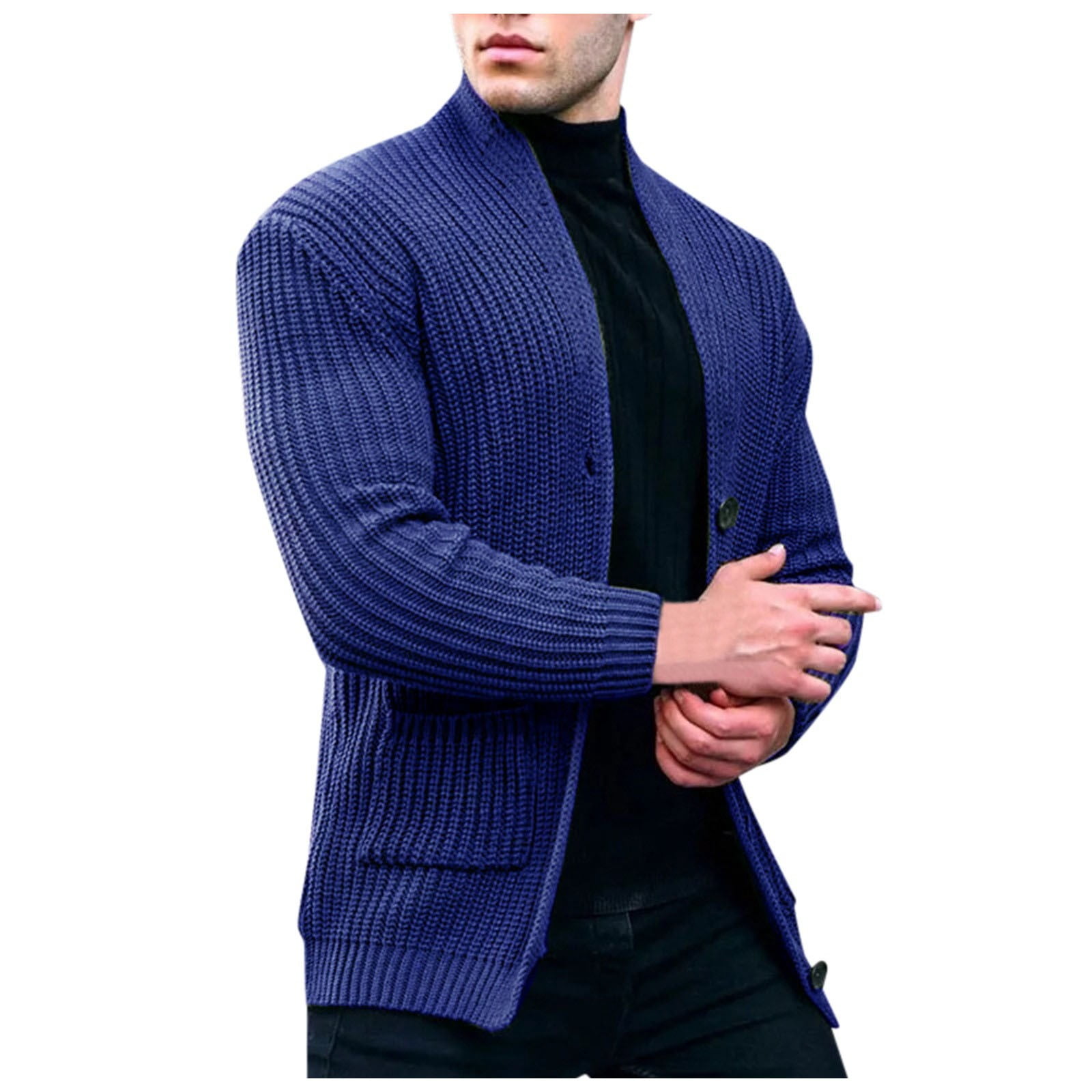 ChuChuDonRen Men's Sweater Coat Men Solid Color Button Up Cardigan V