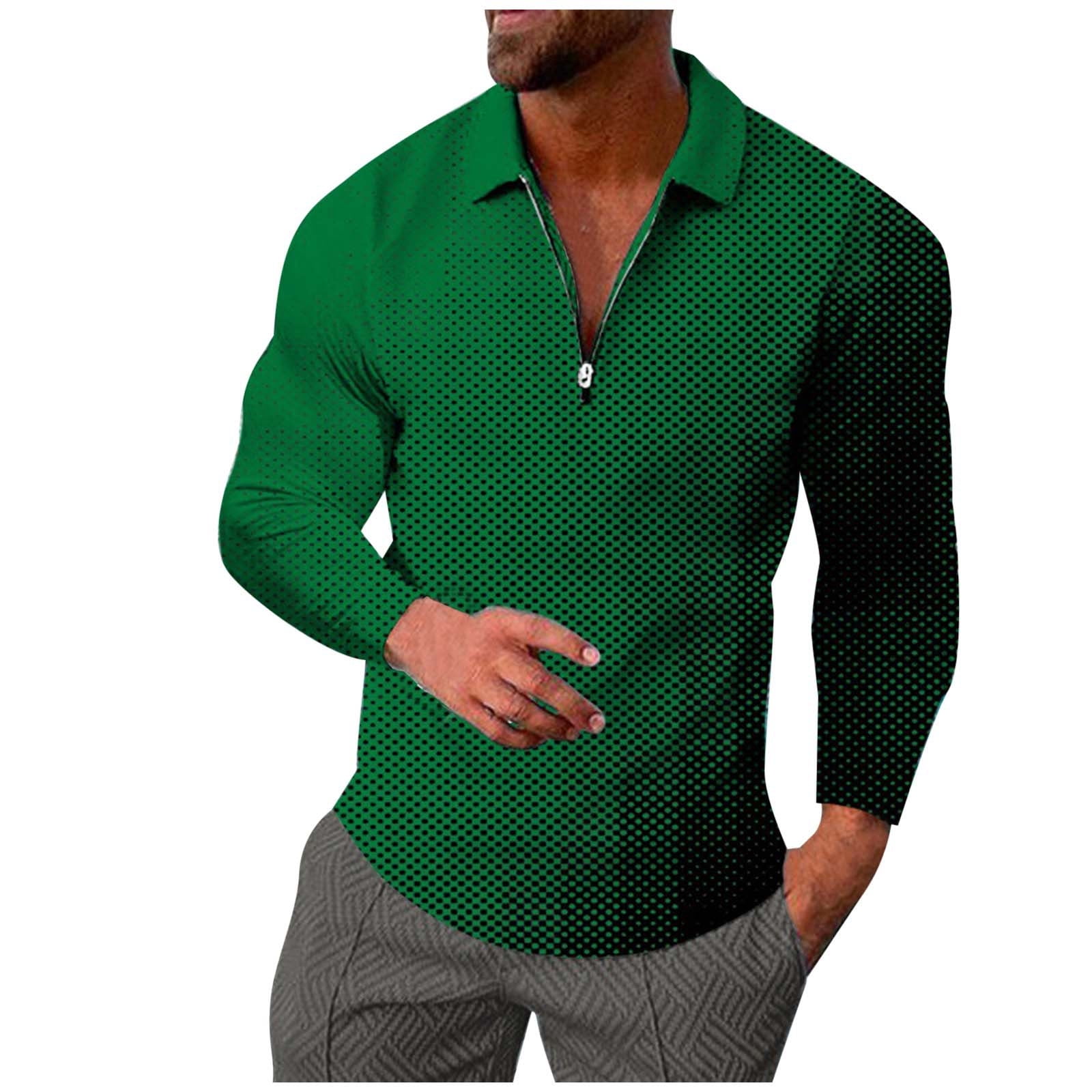ChuChuDonRen Mens Long Sleeve Summer Polo Shirt Collared Polyester ClassicFit 3D Printed