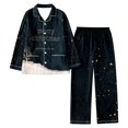 ChuChuDonRen Womens Pajama Sets Christmas Snowflakes Lapel Full Print