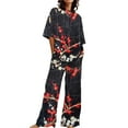 thumbnail image 1 of Chuancc 2 Piece Pants Set For Women Short Sleeve Pajamas Athleisure Sets Women Leisure Wear Sets For Women Lounge Sets For Women Two Piece Lounge Sets For Women Comfy Sets For Women Clothing Black S, 1 of 5
