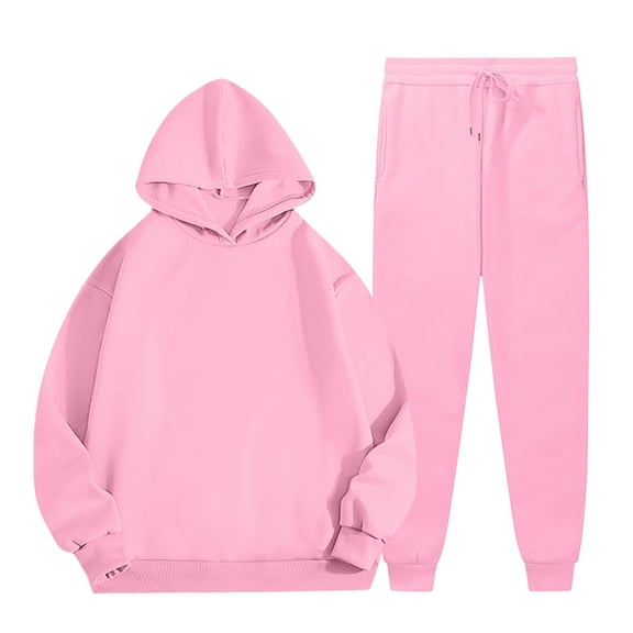 Chuancc 2 Piece Sets for Womenn Solid Sweatshirt Women 2 Piece Workout Sets Long Sleeve Zip Women's Sweatshirts Oversized Casual Loose Solid Womens Fashion Pink S