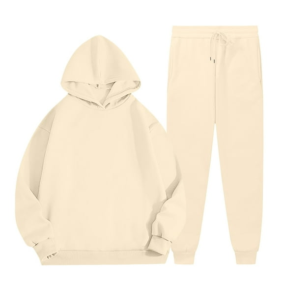 Chuancc 2 Piece Sets for Womenn Solid Sweatshirt Women 2 Piece Workout Sets Long Sleeve Zip Women's Sweatshirts Oversized Casual Loose Solid Womens Fashion Khaki S