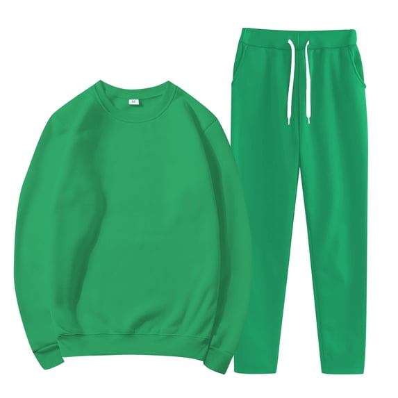 Chuancc 2 Pieces Tracksuits Outfits Athletic Pullover Sweatshirts and Sweatpants Athletic Clothing Sets Green S