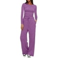 thumbnail image 1 of Chuancc Active Wear Sets For Women 2 Piece Sets For Women Women Pants And Blouse 2pcs Airport Travel Outfit Women Women'S Home Wear Suits Comfy Sets For Women Clothing Purple S, 1 of 6