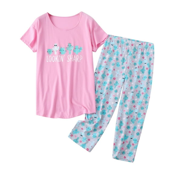 Chuancc Athleisure Sets Women Ladies Nightgowns Knee Length Womens Pajama Sets Plus Size Cotton Nightgowns Womens Pajama Sets Shorts Womens Nightgowns Womens Pajama Shirt Pink L