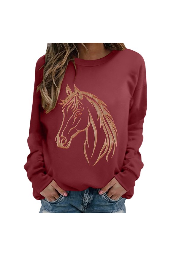 Athleisure Women Cropped Sweatshirts for Women Comfy Sweaters for Women Womens Crew Neck Sweatshirt Winter Sweatshirt for Women Crew Neck Sweater for Women Womens Pullover Sweatshirts Wine S