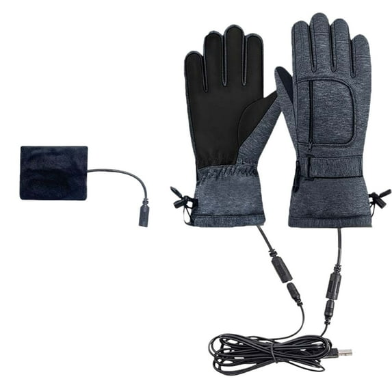 Chuancc Battery Heated Gloves - Electric Hand Warmers for Men and Women, Indoor and Outdoor Use - Thermal Liners for Climbing, Hiking, Cycling in Winter Gray L