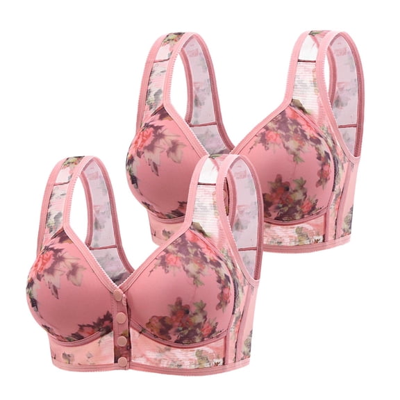 Chuancc Best Bra For Elderly Sagging Breasts Comfortable Bras For Women Full Coverage Bra Front Button Bras For Women Seamless Bras For Women Pink 3XL