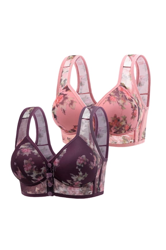 Best Bra For Elderly Sagging Breasts Comfortable Bras For Women Full Coverage Bra Front Button Bras For Women Seamless Bras For Women Purple 4XL