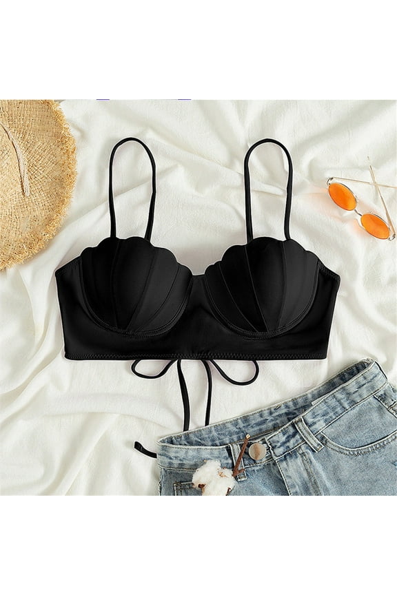 Bikini Tops For Women Large Bust Bikini Tops For Women Underwire Bikini Top Push Up Bikini Top Bathing Suit Top Black XL Clearance!