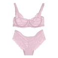 thumbnail image 1 of Chuancc Bralette Corset Bustier Bra For Women Bra And Panty 2 Piece 2 Pairs Lace Bra Bra Underwear Set Underwear Sets For Women Plus Size Lace Bralette Pink 34, 1 of 9