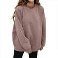 thumbnail image 1 of Chuancc Casual Blouse Sweatshirt Fall Essentials Round Neck Long Sleeve Loose Pullover Crew Neck Sweatshirts Womens Pullover Women'S Clothing Winter Clothing For Women Brown L, 1 of 7