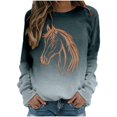 thumbnail image 1 of Chuancc Casual Sweatshirts for Women Long Sleeve Tops for Women Trendy Cozy Tops for Women Cute Sweatshirts for Women Cold Weather Clothes for Women Women's Crewneck Sweatshirt Horse Sweatshirt 3XL, 1 of 5