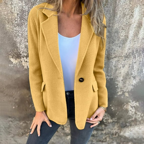 Chuancc Blazers for Women Casual 2025 Coat Women's Coat Women's Casual Trench Coat Fall Outfits for Women 2025 Blazers for Women Yellow 5Xl