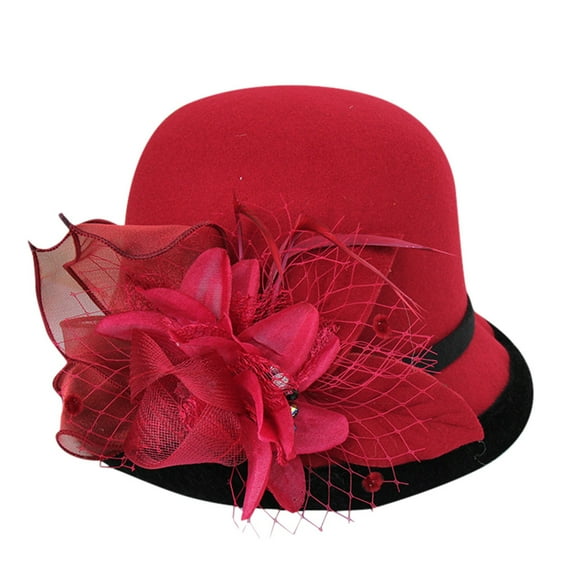 Chuancc Dress Hats For Women Fashionable Party Hats Floral Hats For Women Bridal Hat Horse Races Hat Spring/Fall Ladies Church Hats Hat Fascinator For Women Wine One Size