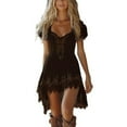 thumbnail image 1 of Chuancc Dresses To Wear With Cowgirl Boots Summer Outfits For Women 2025 Short Western Dress Womens Fashion Frocks For Women Vintage Western Dresses For Women Brown 2XL, 1 of 7