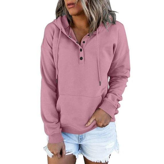 Chuancc Fall Outfits For Women 2025 Winter Clothing For Women Cute Hoodies Solid Color Hoodies Women'S Sweatshirts Oversized Casual Loose Solid Womens Fashion Sweatshirt For Women Rose Gold L