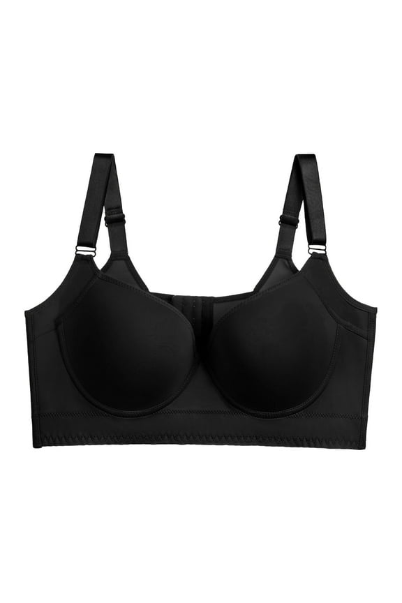 Full Coverage Bra Push Up Bra Shapedly Bra Shapedly Back Smoothing Bra Hide Back Full Back Coverage Deep Cup Bra Plus Size Bras for Women Black 34A