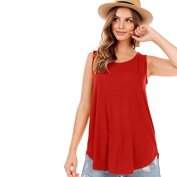 Chuancc Full Coverage Tank Tops For Women Plus Size Sleeveless Blouse Summer Tank Tops for Women Thin Tank Tops For Women Casual Tops for Women Red 2XL