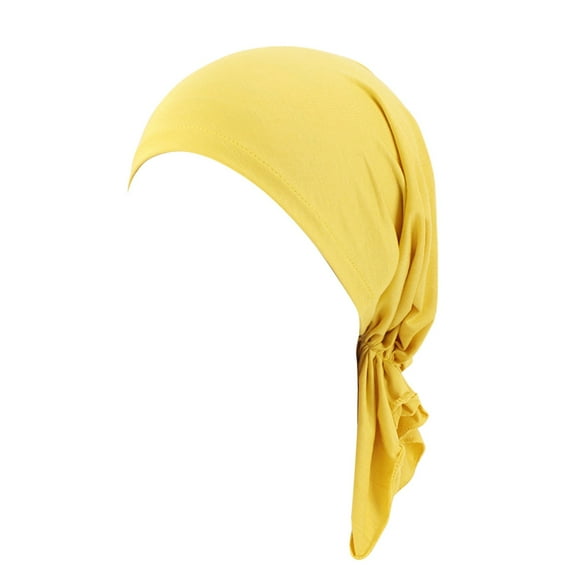 Chuancc Head Scarf for Women Skull Cap Chemo Patients Headwear Cancer Hair Loss Scarf Headwrap Cover Hat Turban Covering Wrap Yellow One Size