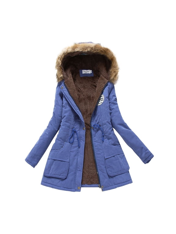 Hoodies for Women,Women'S Warm Thickened Overcoat Warm Trendy Winter Fashion Lined Hooded Snow Coat Jacket Outwear Winter Coats for Women Zip Up Hoodie Women Royal Blue 2Xl
