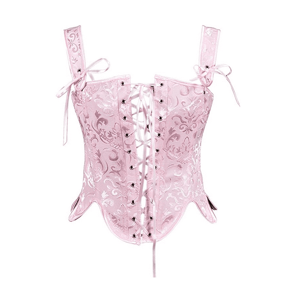 Chuancc Lace Corset Top Satin Bustier Bustier Lingerie For Women Long Corset Tops For Women Overbust Corset Women'S Exotic Bustiers & Corsets Bustier Top Pink XS