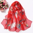 thumbnail image 1 of Chuancc Ladies' Silk Scarf Hijab Scarf Chiffon Sarees For Women Sun Protection Shawl Shawl Wraps For Women Chiffon Shawl Dress Scarf Red One Size, 1 of 2