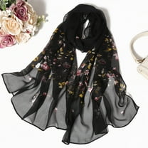Chuancc Ladies' Silk Scarf Women'S Scarves Dress Scarf Summer Shawls For Women Lightweight Sheer Poncho Fashion Scarves Hijab Scarf Black One Size