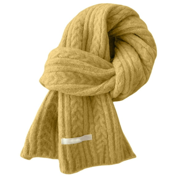 Chuancc Large Thick Wool Winter Scarf - Super Soft Warm Shawl Wrap For Women Skiing & Snowboarding Yellow One Size