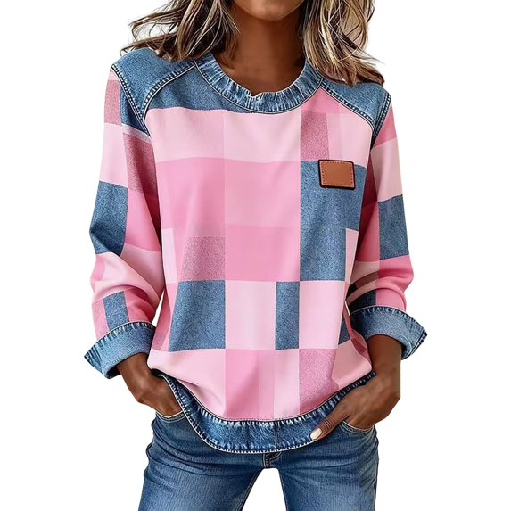 Chuancc Light Pullover for Women Casual Long Sleeve Tops for Women Cropped Sweatshirts for Women Womens Warm Tops Women's Clothing Casual Oversized Sweater Oversized Sweatshirts for Women Pink L