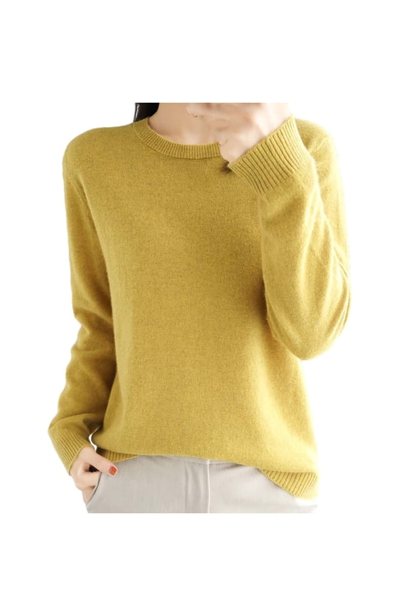 Lightweight Long Sleeve Soft Thermal Shirts for Women,Loose Long Sleeve Tops for Fall,Fashion Basic Thermal Underwear Tops,Workout Baselayer Athletic Top,Women's Soft Knit Sweater Yellow M