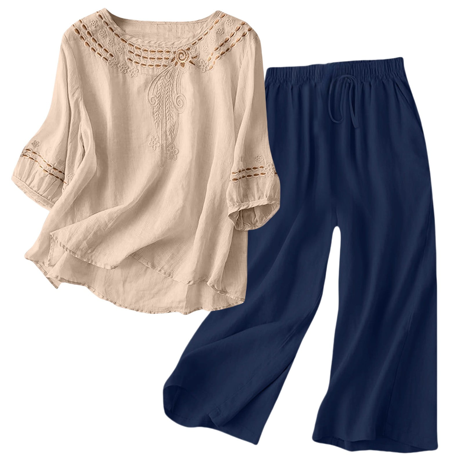 Lananina 2pcs Pajama Set Long Sleeve Top