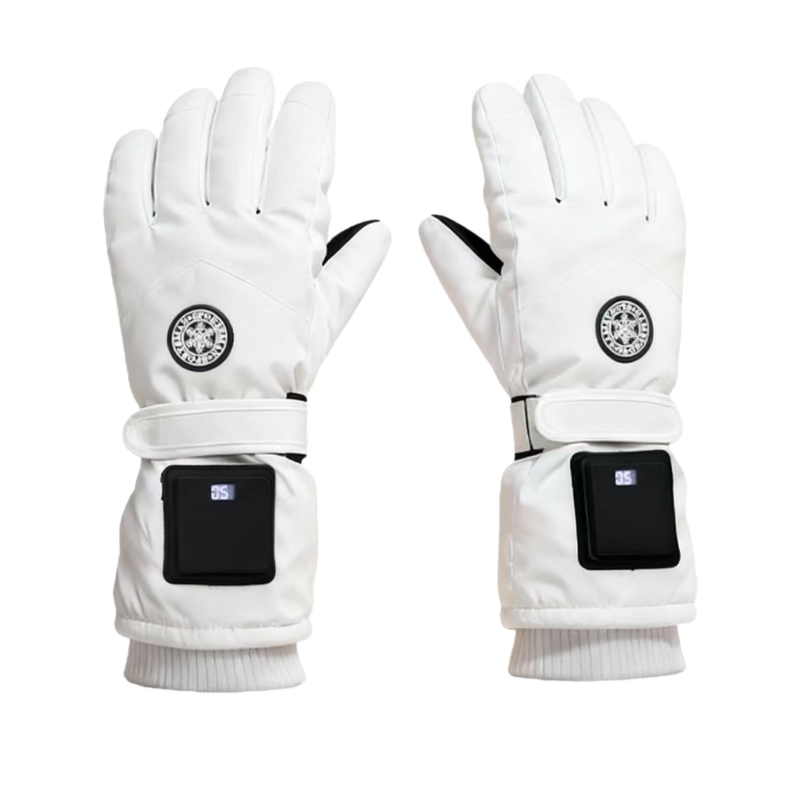 Chuancc Men's USB Rechargeable Battery Powered Heated Biker Gloves - Windproof Waterproof Thermal Gloves for Driving & Adventures White One Size