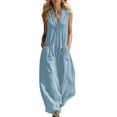 thumbnail image 1 of Chuancc One Piece Jumpsuits for Women Dressy Casual Sleeveless Crewneck Wide Leg Rompers Jumpers Vacation Summer Outfits Light green M, 1 of 4