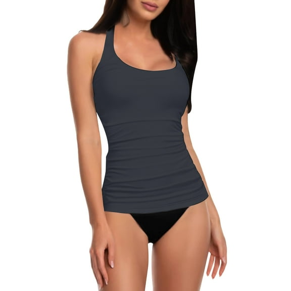 Chuancc Plus Size Swimwear One Piece Swimsuit Women Tankini Tops For Women Swimwear Top Tummy Bathing Suit Top No Bottom Women's Swimwear Gray XS Clearance！