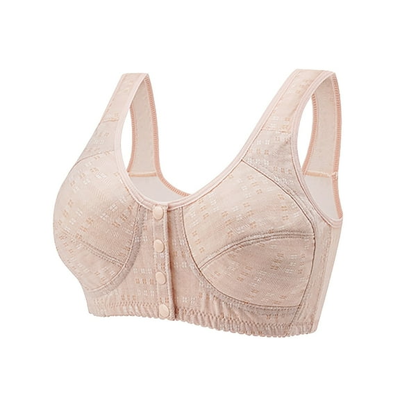 Chuancc Plus Size Underwear,Underwear Large Size Vest Type Front Buckle Bra without Ring Summer Thin Women'S Cotton Bra Bra No Underwire Push Up Bra Beige 38