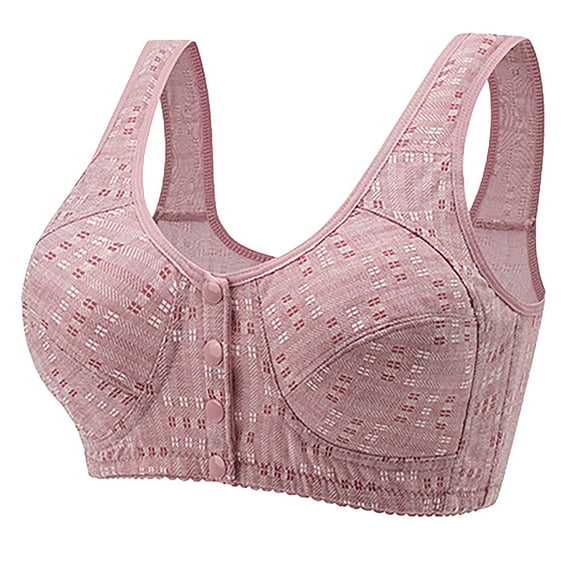 Chuancc Plus Size Underwear,Underwear Large Size Vest Type Front Buckle Bra without Ring Summer Thin Women'S Cotton Bra Bra No Underwire Push Up Bra Pink 40
