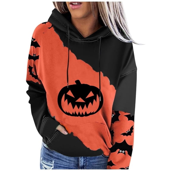Chuancc Pumpkin Sweatshirt Halloween Sweatshirts for Women Oversized Casual Loose Solid Womens Crewneck Sweatshirt Halloween Sweatshirt Fall Outfits for Women 2025 Pumpkin Sweater Women Black S