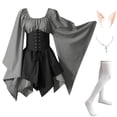 thumbnail image 1 of Chuancc Renaissance Festival Costumes Casual Dress Womens Renaissance Costume Halloween Costumes Womens Black Dress Midi Dress Dresses For Women 2025 Gray M, 1 of 2