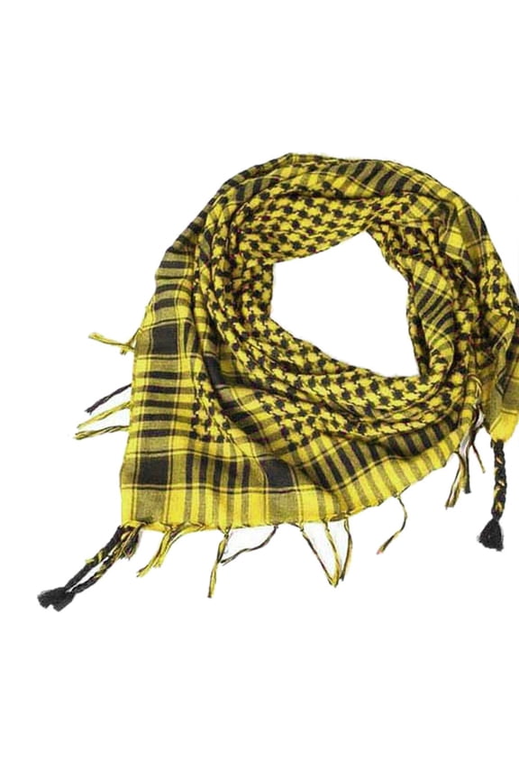 Scarf Men Scarves Unisex Plaid Turban with Tassels for Men Women Winter Outdoor Yellow One Size