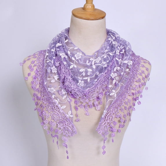 Chuancc Shawls and Wraps, Ladies Triangle Lace Shawls and Wraps, Shawl Wraps for Women for Evening Parties Wedding Shawls Purple One Size