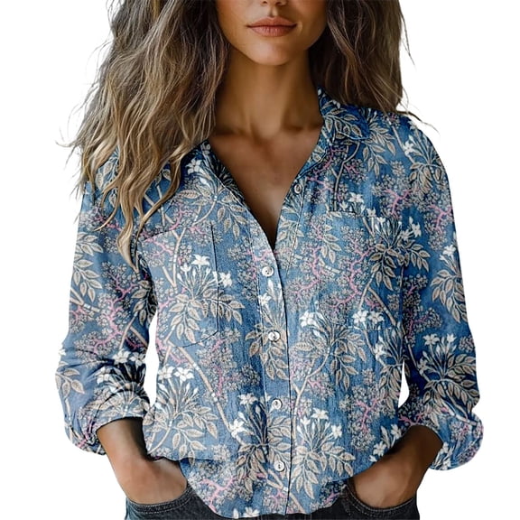 Chuancc Shirts For Women Long Sleeve Shirts For Women Fall Clothes Womens Office Tops Fall Outfits Tops For Women Trendy Button Down Shirts For Women Hot Pink M