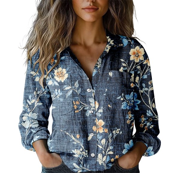 Chuancc Shirts For Women Long Sleeve Shirts For Women Fall Clothes Womens Office Tops Fall Outfits Tops For Women Trendy Button Down Shirts For Women Rose Gold M