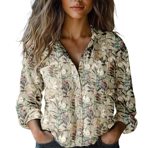 Chuancc Shirts For Women Long Sleeve Shirts For Women Fall Clothes Womens Office Tops Fall Outfits Tops For Women Trendy Button Down Shirts For Women Yellow S